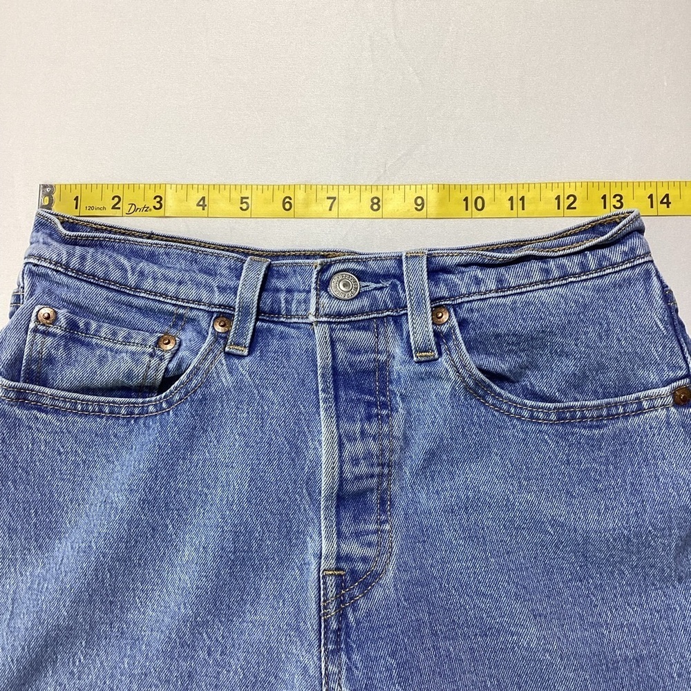 Levi's 501 Button Fly Light Blue Cropped Jeans - Picture 8 of 11